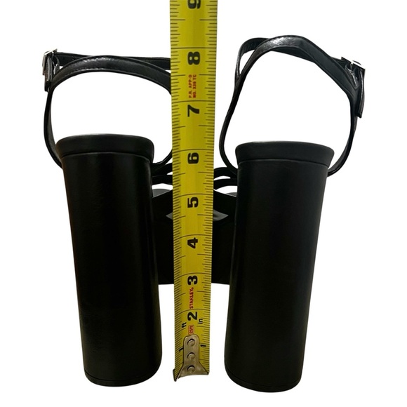 Steve Madden 9.5 Black Leather Y2K Grunge Chunky Platform Block Heel Sandals - Picture 9 of 13